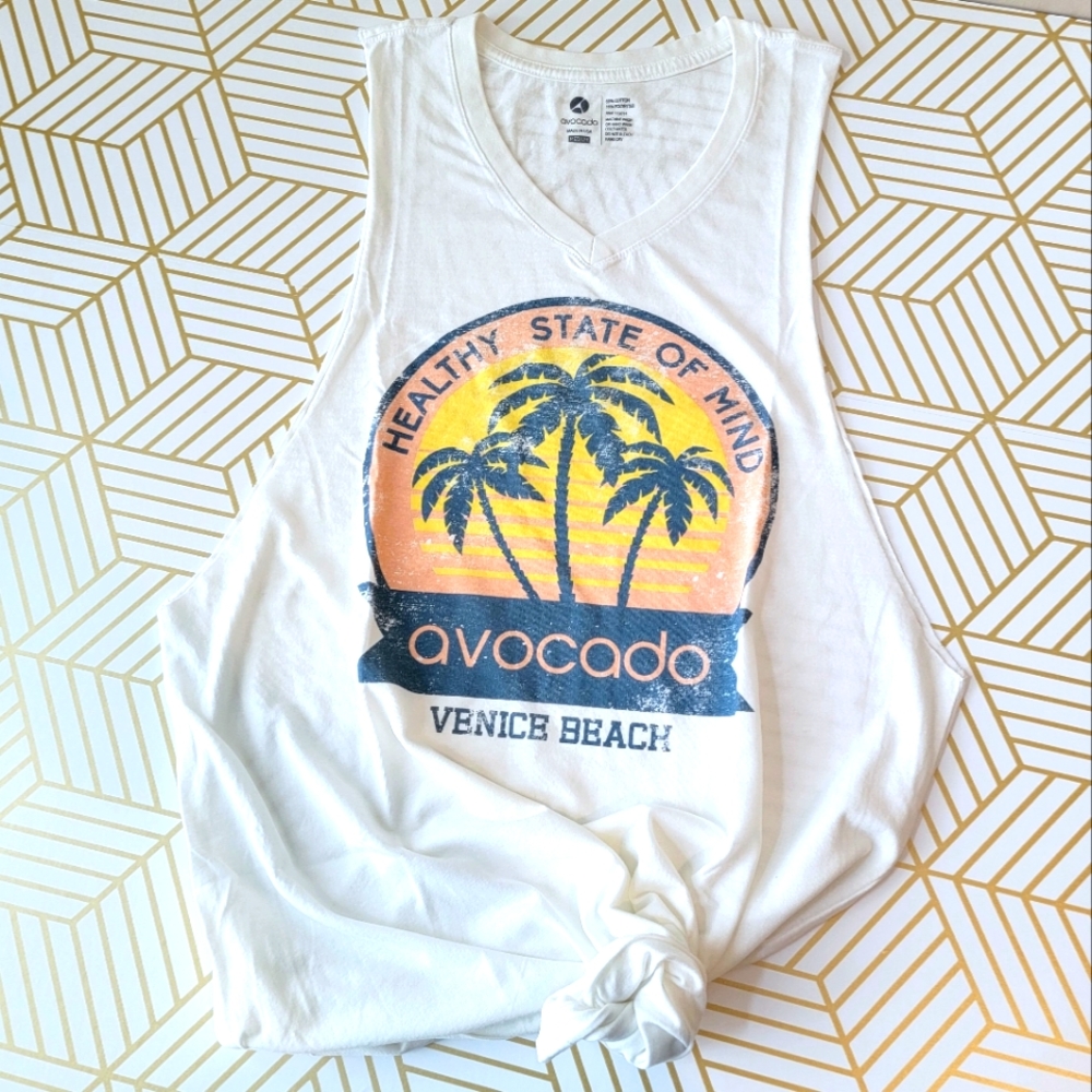 Avocado Venice Beach Graphic Muscle Tank T-Shirt Tank Top NEW